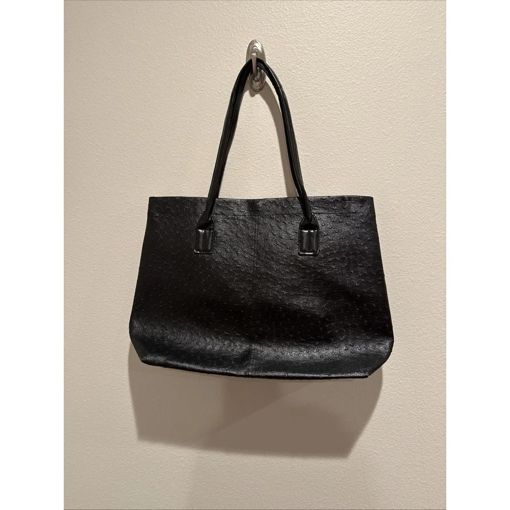 ELIZABETH ARDEN Black PVC Faux Leather Tote Bag 15x11x4